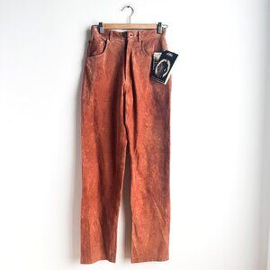 NuAge Brown Suede Straight Leg Pants 8